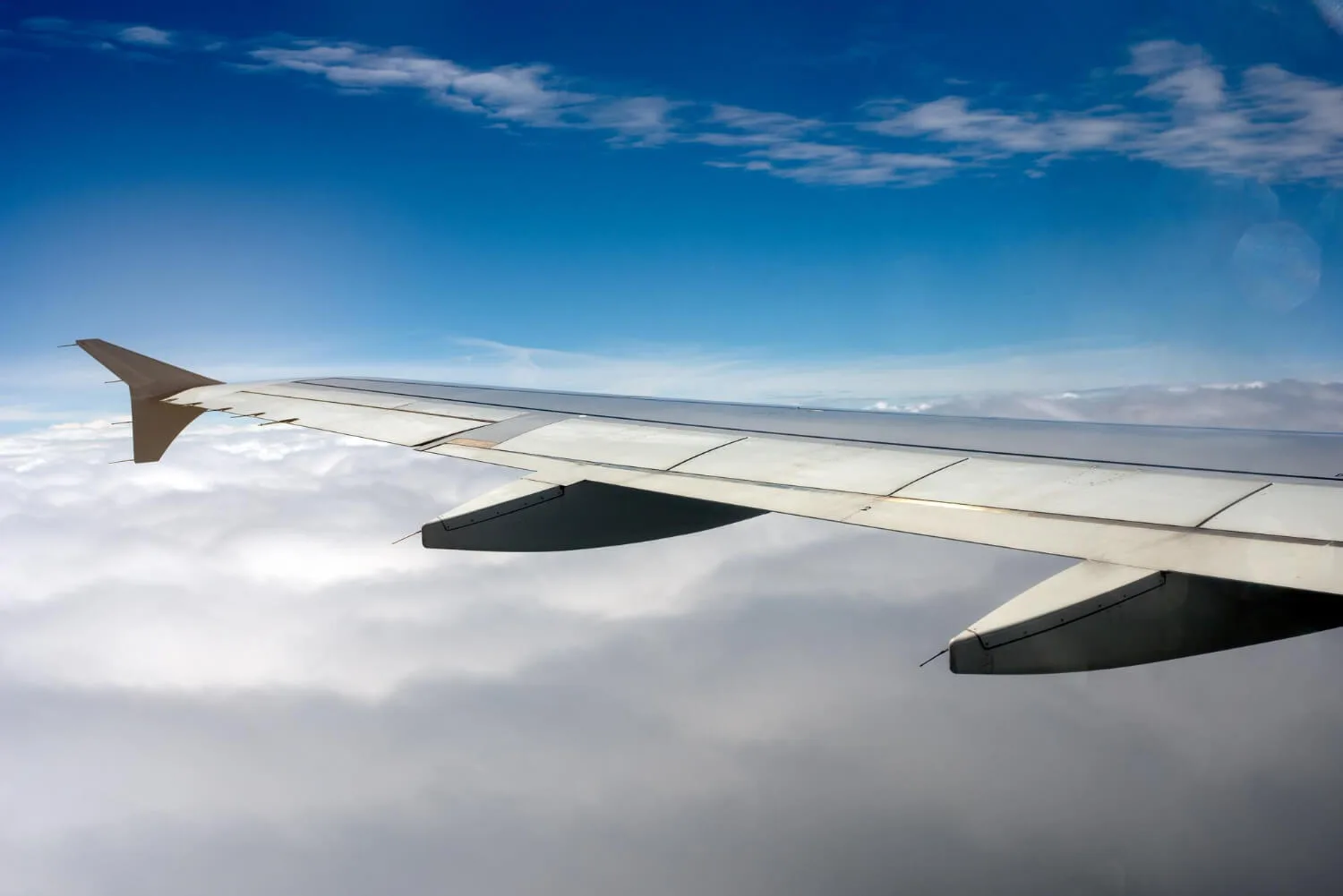 airplane wing in the sky