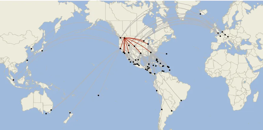 Map of connections from spokane